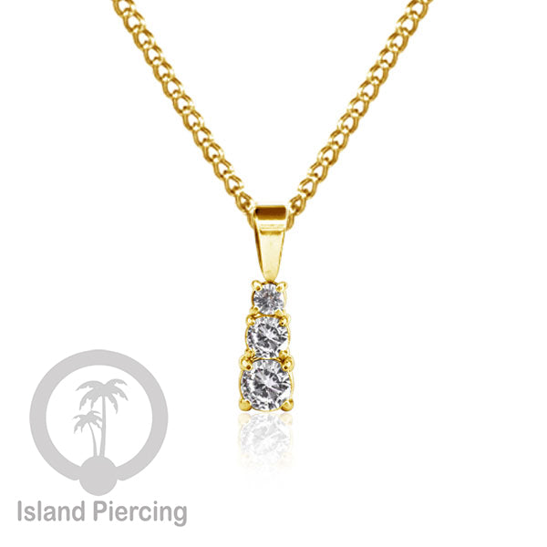 Liontin kecil warna gold dengan Kristal Zircon. Steel Necklace with Zirconia Crystals