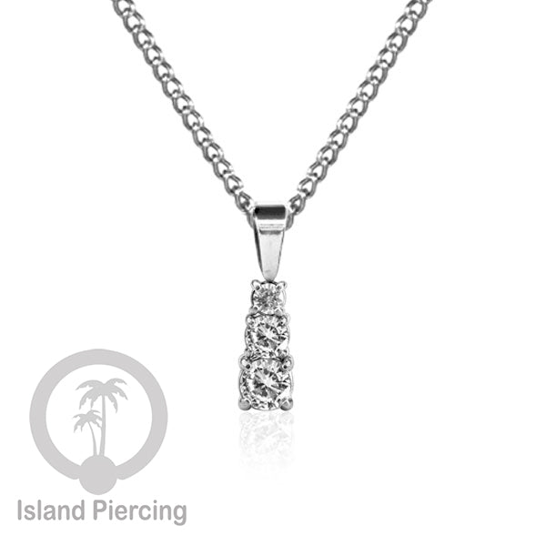 Liontin kecil warna silver dengan Kristal Zircon. Steel Necklace with Zirconia Crystals