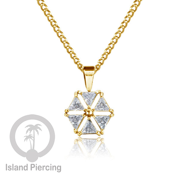 Kalung Liontin stainless warna gold dengan Kristal Zircon. Steel Necklace with Crystal Charm