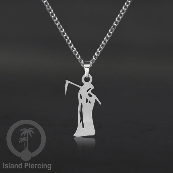 Necklace Halloween Kalung Stainless warna silver Liotin motif gothic tengkorak, peti, sihir