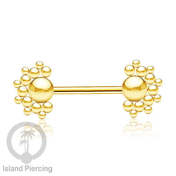 Steel nipple piercing, Steel barbells, Tindik puting berbahan Stainless steel, warna gold.