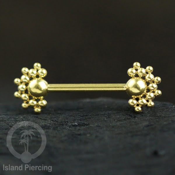 Steel nipple piercing, Steel barbells, Tindik puting berbahan Stainless steel, warna gold.