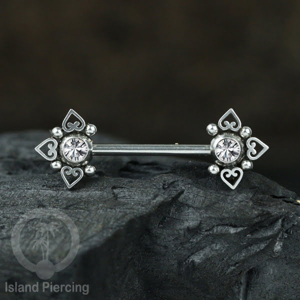 Tindik Aksesoris Puting Stainless warna silver banyak model kristal Zirconia Nipple Body Jewelry