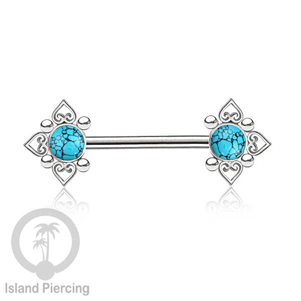 Nipple Piercing Jewelry, Tindik Puting Stainless motif Love Heart dengan batu cantik.
