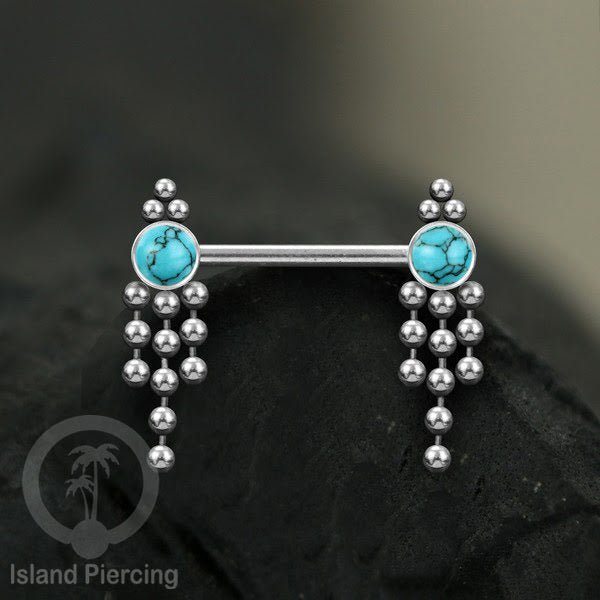 Aksesoris Puting terbuat dari baja Stainless dengan Turquoise, Pearl, atau Opal Putih