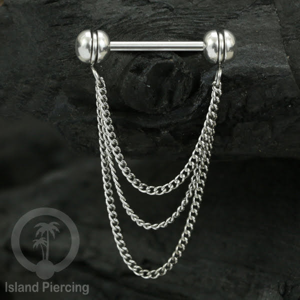 Tindik Puting Stainless dengan banyak model Rantai, warna Silver, Nipple Piercing Jewelry