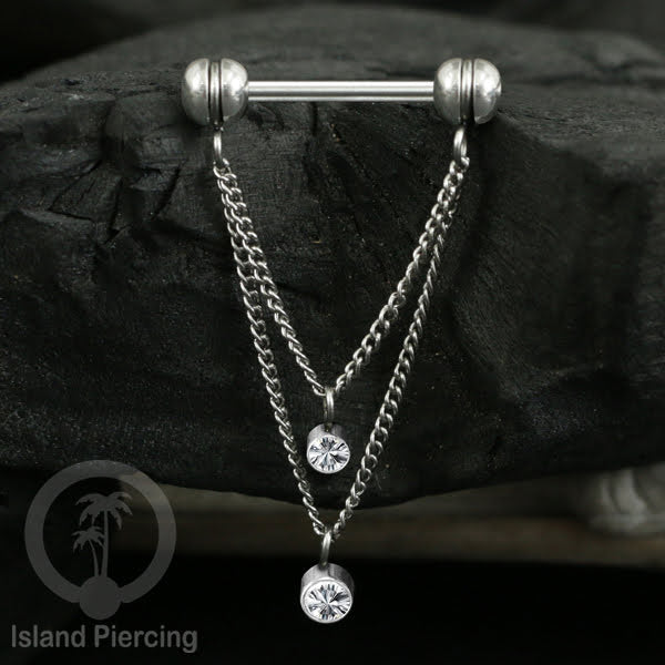 Tindik Puting Stainless dengan banyak model Rantai, warna Silver, Nipple Piercing Jewelry