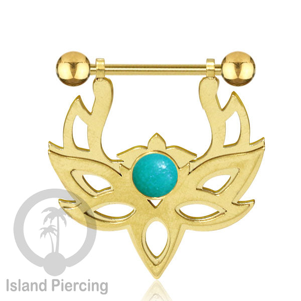 Tindik Puting Stainless warna Gold motif Mandala dengan epoxy banyak variasi. Nipple Body Piercing Jewelry