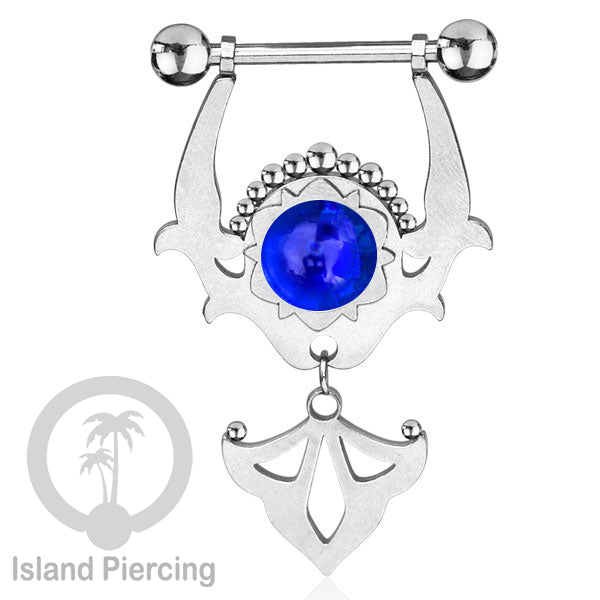 Tindik Puting Stainless warna Silver dengan Liontin dan epoxy. Nipple Steel Piercing Jewelry