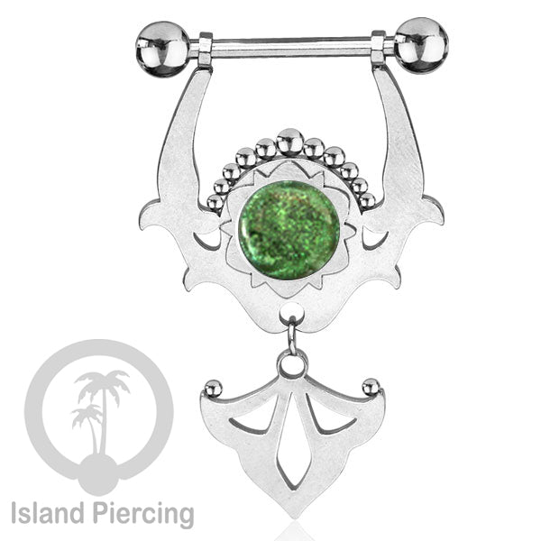 Tindik Puting Stainless warna Silver dengan Liontin dan epoxy. Nipple Steel Piercing Jewelry