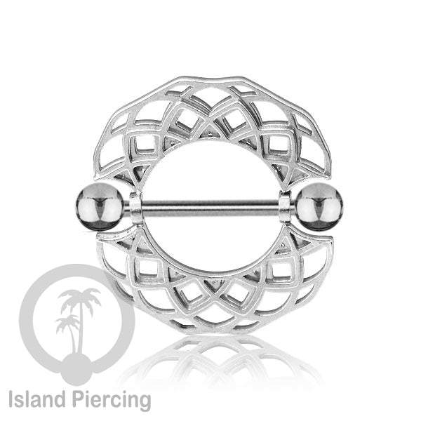 Steel Nipple Shields Piercing, Tindik Puting Stainless bulat, warna Silver.