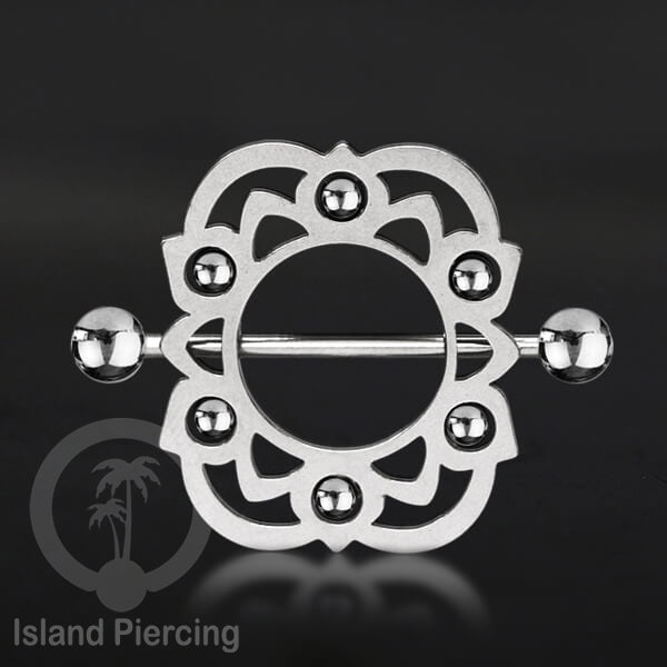Steel Nipple Shields Piercing, Tindik Puting Stainless bulat, warna Silver.