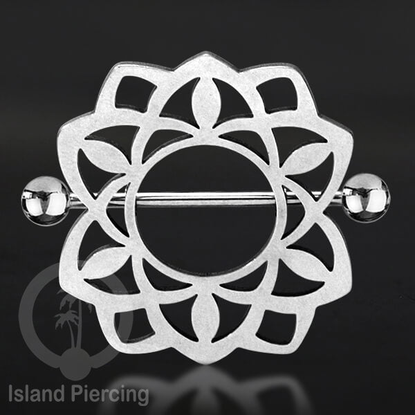 Steel Nipple Shields Piercing, Tindik Puting Stainless bulat, warna Silver.
