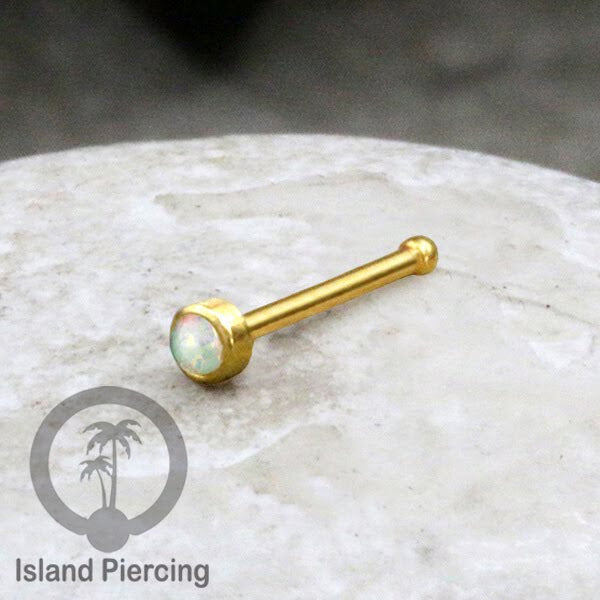Nose Pin Piercing Jewelry Perhiasan Hidung warna gold dengan Batu
