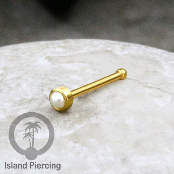 Nose Pin Piercing Jewelry Perhiasan Hidung warna gold dengan Batu