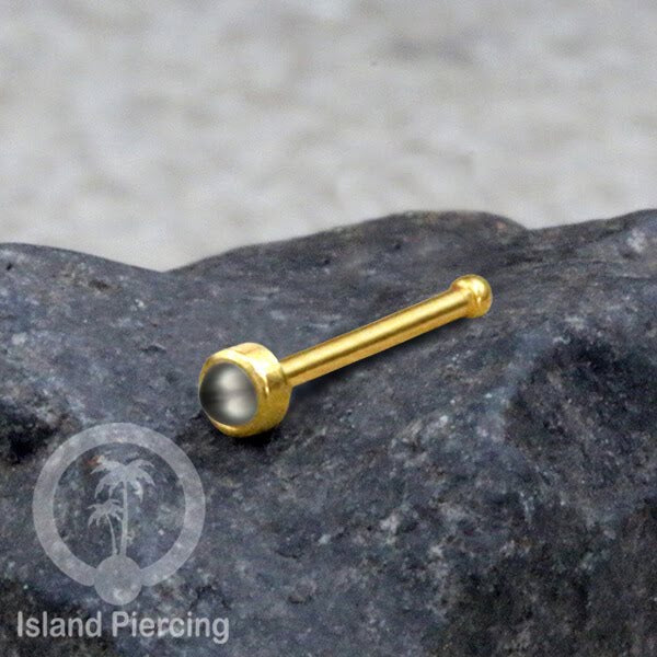 Nose Pin Piercing Jewelry Perhiasan Hidung warna gold dengan Batu