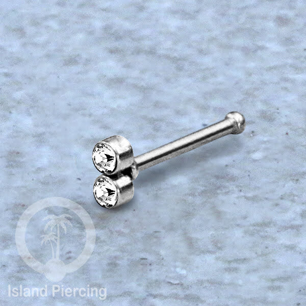 Nose Pin Piercing Jewelry Perhiasan Hidung warna silver model Kristal zirconia bening