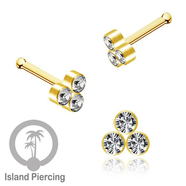 Nose Pin Piercing Jewelry Perhiasan Hidung warna gold model Kristal Zirconia bening