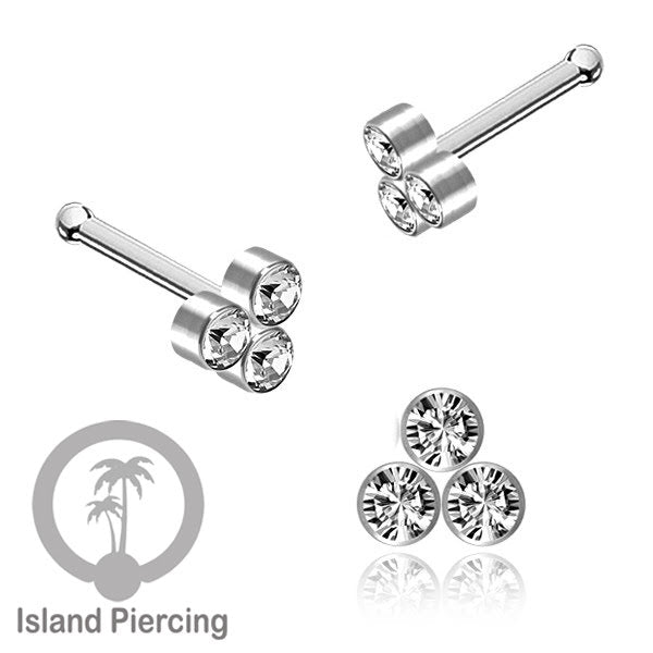 Nose Pin Piercing Jewelry Perhiasan Hidung warna silver model Kristal zirconia bening
