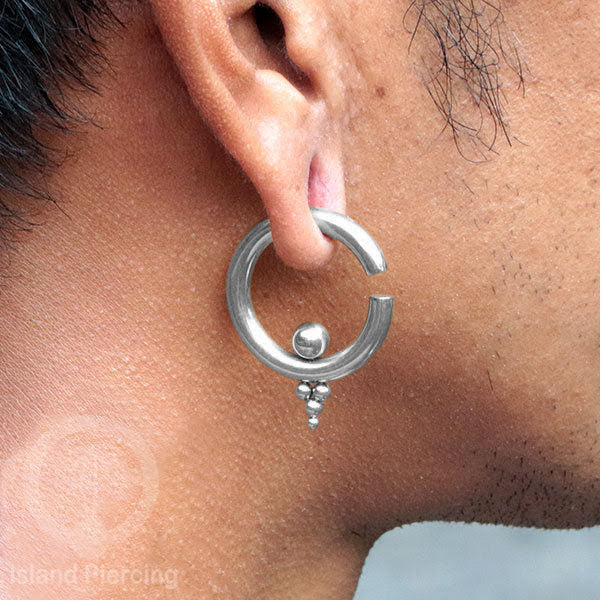 Tindik stainless body piercing, lingkaran terbuka dengan las bola pakai tangan