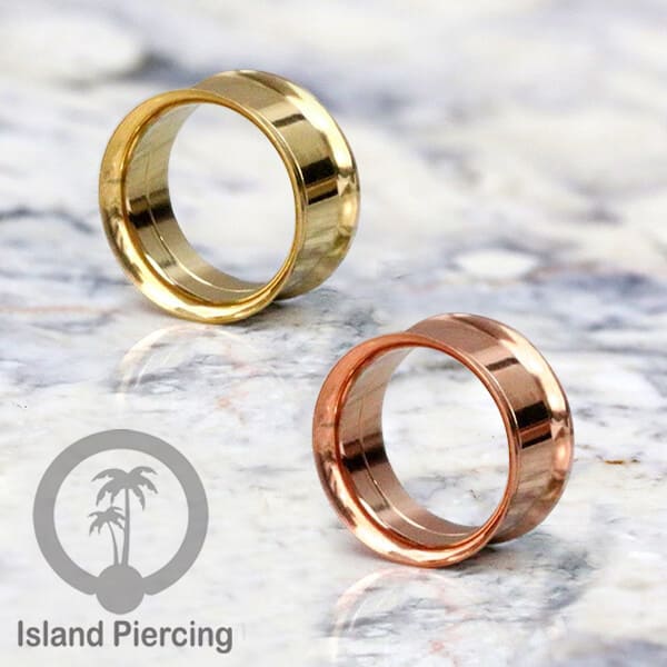Steel Ear-tunnel Anting Piercing Plug Stainless warna Gold & Rose gold