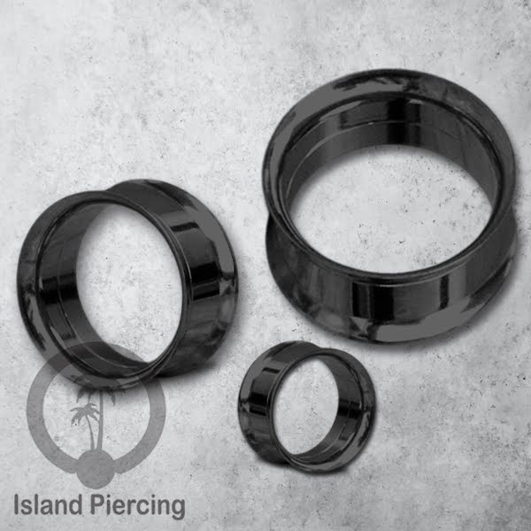Steel ear-tunnel anting piercing plug stainless warna silver & hitam