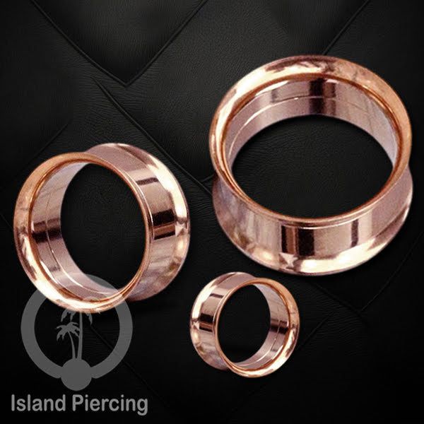 Steel Ear-tunnel Anting Piercing Plug Stainless warna Gold & Rose gold