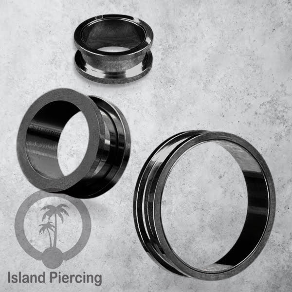 Steel Ear-tunnel Anting Piercing Plug Stainless system mur warna silver & hitam