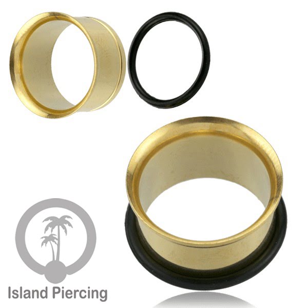 Ear-tunnel Anting Piercing Plug Stainless single flair warna gold & rose gold