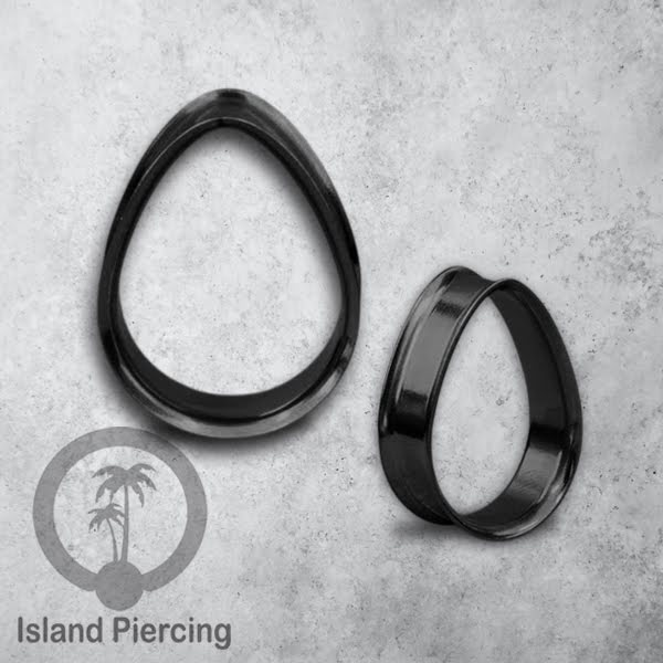 Steel Ear-tunnel Tear Drop Plug Piercing Stainless warna Silver, Black, Gold & Rose gold