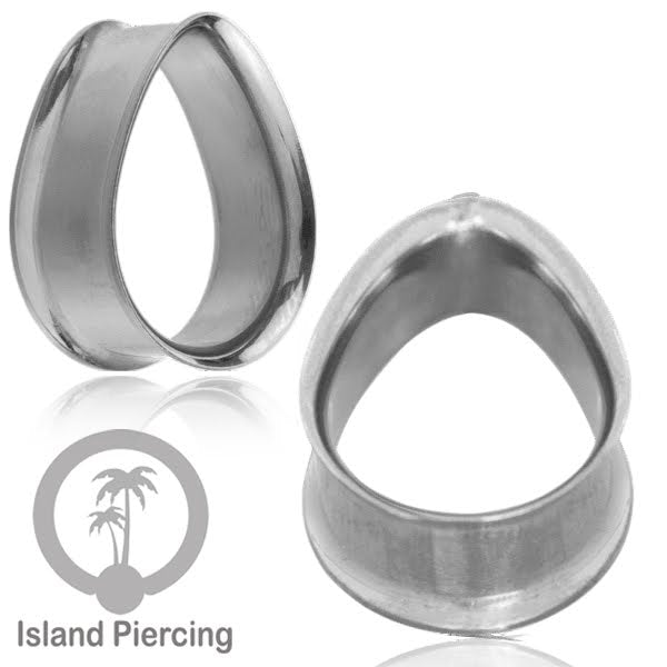 Steel Ear-tunnel Tear Drop Plug Piercing Stainless warna Silver, Black, Gold & Rose gold