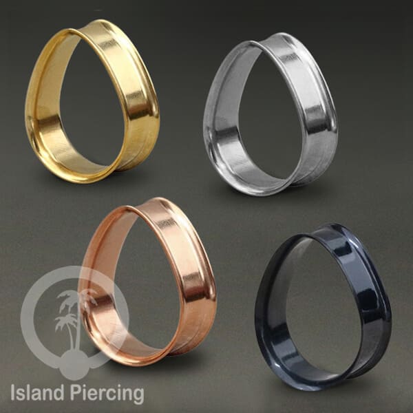 Steel Ear-tunnel Tear Drop Plug Piercing Stainless warna Silver, Black, Gold & Rose gold