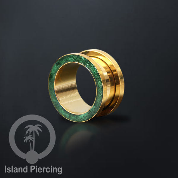 Steel Ear-tunnel Anting Piercing Plug Stainless warna gold dengan warna epoxy, hitam, biru dan hijau
