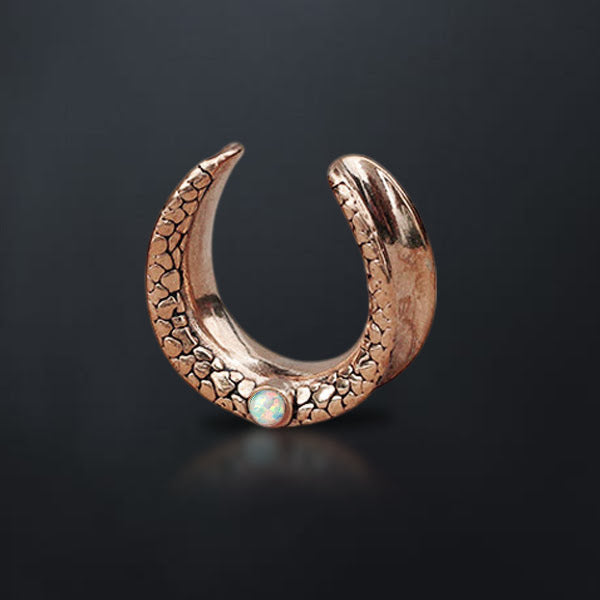 Steel Ear-tunnel Body Jewelry Plug Stainless saddle style with white Opal