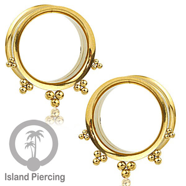 Anting tunnel Piercing stainless warna gold sederhana tapi cantik Body Jewelry