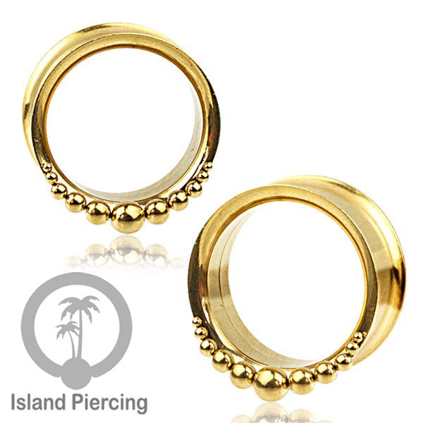 Anting tunnel Piercing stainless warna gold sederhana tapi cantik Body Jewelry