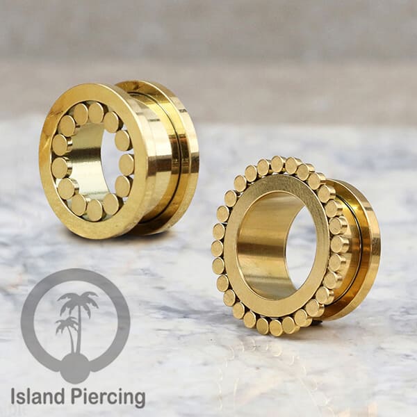 Anting tunnel Piercing stainless warna gold cocok untuk body jewelry