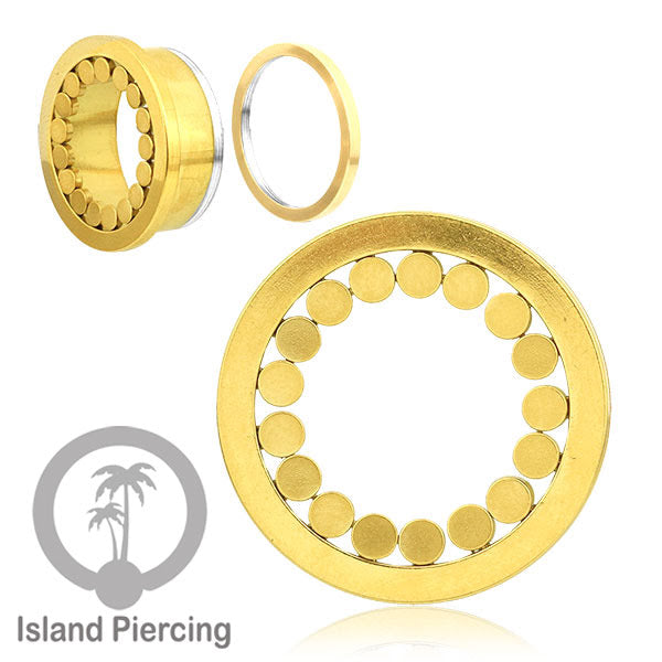 Anting tunnel Piercing stainless warna gold cocok untuk body jewelry