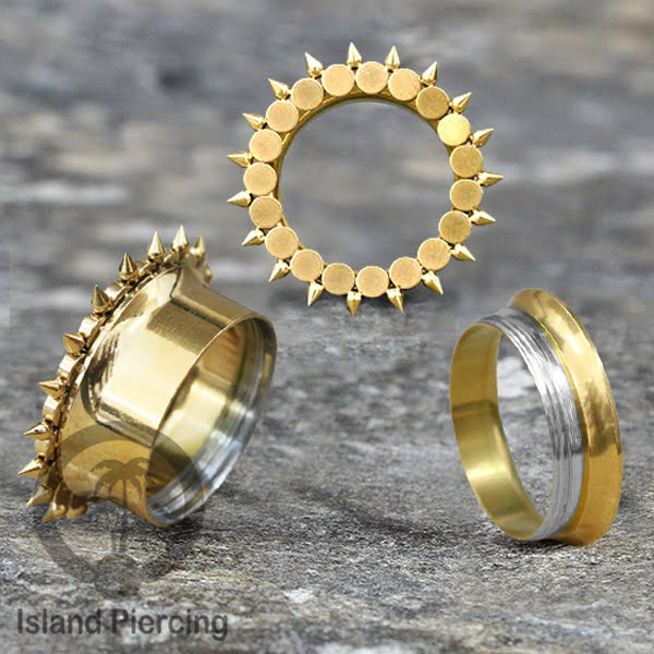 Anting Plug dan Tunnel Piercing stainless warna gold yang istemewa