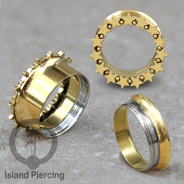 Anting Plug dan Tunnel Piercing stainless warna gold yang istemewa