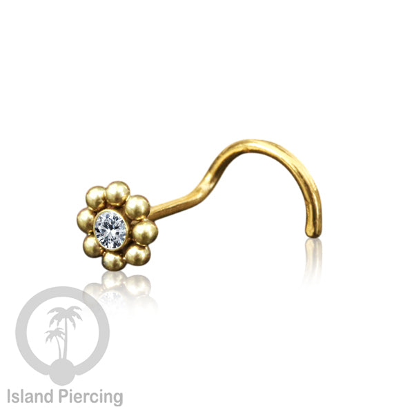 Nose screw Piercing Jewelry Perhiasan Stainless Hidung dengan kristal Zirconia