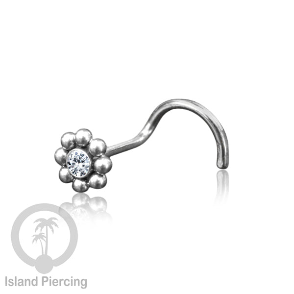 Nose screw Piercing Jewelry Perhiasan Stainless Hidung dengan kristal Zirconia