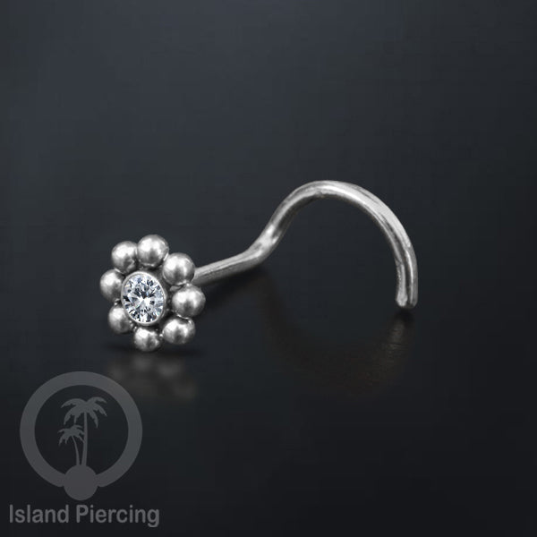 Nose screw Piercing Jewelry Perhiasan Stainless Hidung dengan kristal Zirconia