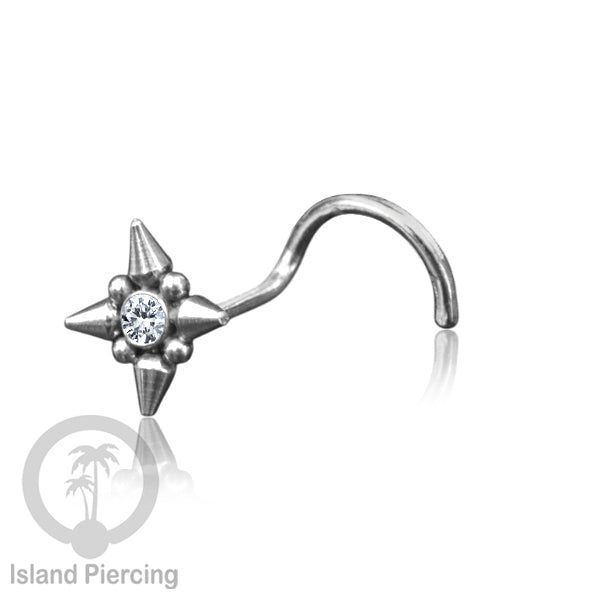 Nose screw Piercing Jewelry Perhiasan Stainless Hidung dengan kristal Zirconia