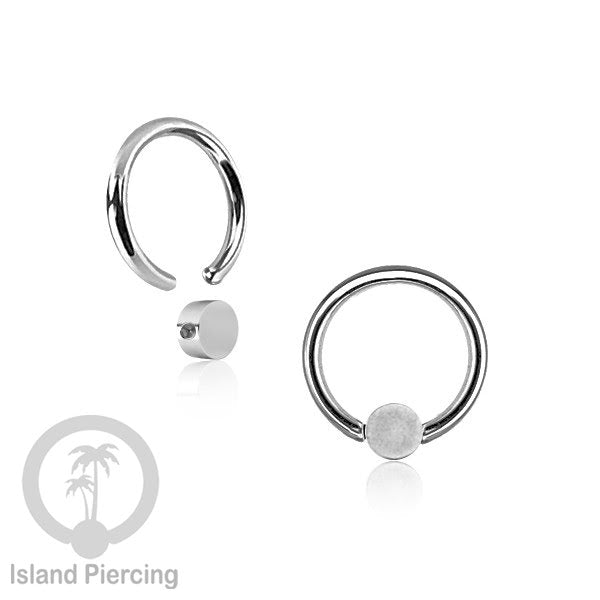 BCR piercing stainless bentuk datar, tindik tragus, daith, helix, bibir atau alis