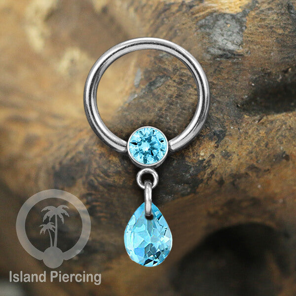 BCR piercing stainless warna silver, tindik tragus, daith, helix dengan tetes zirconia