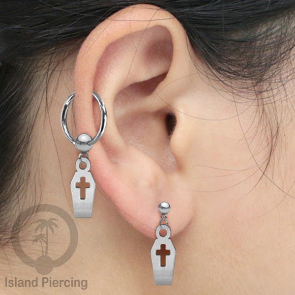 BCR Piercing Stainless warna silver Tindik model Gothic Halloween, Tengkorak, sihir, peti...