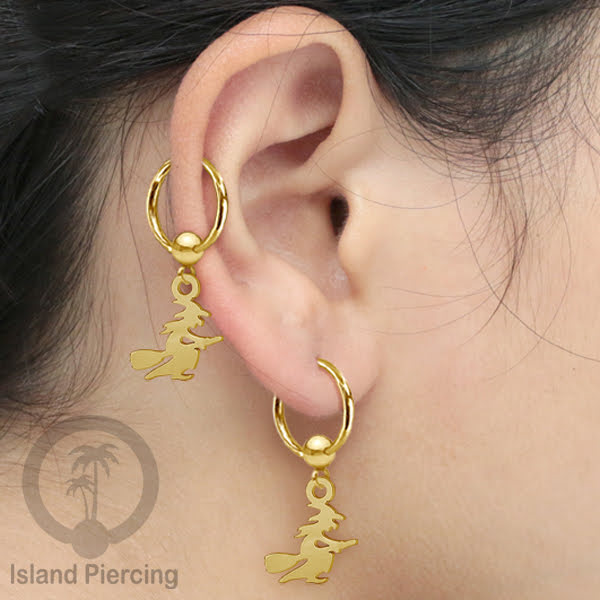 BCR Piercing Stainless warna gold Tindik model Gothic Halloween, Tengkorak, sihir, peti...