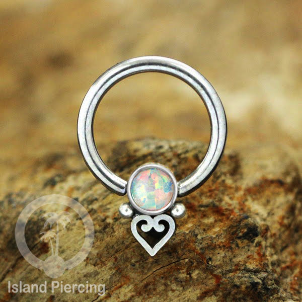 BCR piercing stainless warna silver dengan batu. Tragus, daith, helix, septum dan nipple ring