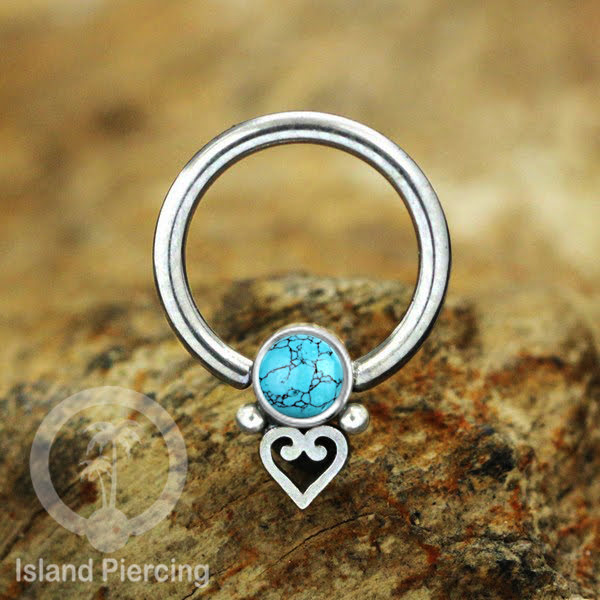 BCR piercing stainless warna silver dengan batu. Tragus, daith, helix, septum dan nipple ring